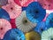 Colorful Asian umbrellas abstract background