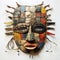 Colorful Assemblage A Texturally Rich Wooden Mask With Intricate Symbolism