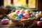 Colorful Assorted Easter Egg Collection in Beautifully Woven Basket for Vibrant Spring Celebrations