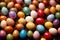 Colorful assorted easter eggs, festive celebration tradition, variety and diversity