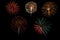 Colorful assorted fireworks selection on a black background