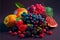 Colorful Assorted Fruits a Dark and Moody Background AI Generative