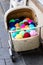 Colorful assortment of balls of wool