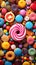 Colorful Assortment of Candies and Donuts, wallpapers for smartphones