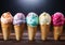 Colorful Assortment Of Ice Cream Cones