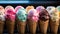 Colorful Assortment Of Ice Cream Cones