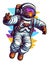 Colorful astronaut sticker.