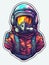 Colorful astronaut sticker.