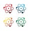 Colorful atom icons on white background. isolated atom icons. eps8.