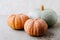 Colorful autumn Halloween pumpkins. Thanksgiving food preparations. Space for text