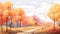 Colorful Autumn Landscape Background Clipart In Light Orange