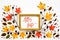 Colorful Autumn Leaf Decoration, Golden Frame, Text Alles Gute Means Best Wishes