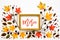 Colorful Autumn Leaf Decoration, Golden Frame, Text Merci Means Thank You