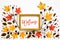 Colorful Autumn Leaf Decoration, Golden Frame, Text Welcome