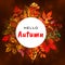 Colorful autumn leaves frame. Hello autumn vector illustration