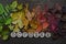Colorful autumn leaves with word OCTOBER