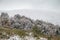 Colorful autumn in the mountains. First snow in october