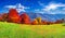 Colorful autumn panorama of mountains