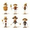 Colorful Autumn Scarecrow Characters: Concept Art Inspired By Restout, Tuke, Tuke, And Ionut
