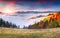 Colorful autumn sunrise in the Carpathian mountains