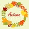 Colorful autumnal leaves frame or wreath