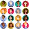 Colorful avatar icons of multicultural and multinational cartoon business people