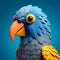 Colorful Aviate Blue Bird Figurine With Bold Character Design