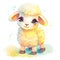 Colorful baby lamb sitting illustration for kids. Cute baby sheep collection, playing and smiling on a white background. Baby