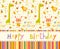 Colorful Baby shower background with animals and flowers.