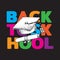 Colorful Back to School Title Texts with doodle graduation cap and diploma on text isolated on black Background. Vector