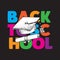 Colorful Back to School Title Texts with doodle graduation cap and diploma on text isolated on black Background. Vector Illustrati