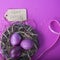 Colorful background with Easter eggs on lavender background. Happy Easter concept. Can be used as poster, background, holiday card