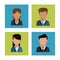 Colorful background of faceless profiles of business people