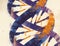Colorful Background with human dna spiral in violet and blue colors. vibrant illustration