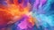 Colorful background, orange, blue, abstract art, explosive, high-speed synchronized. Generative AI