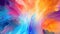 Colorful background, orange, blue, abstract art, explosive, high-speed synchronized. Generative AI