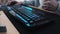 Colorful backlit Gaming Keyboard Gamer Typing WASD Close Up with illuminated vivid color shift