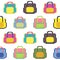 Colorful bags. Seamless pattern. Pixel background.