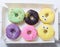 Colorful baked donuts