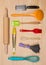 Colorful baking and pastry tools