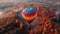 Colorful balloon soars in the autumn sky generated by AI