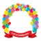 Colorful Balloons Arch With Red Ribbon