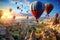 Colorful balloons, Cappadocia, beautiful view, sunrise