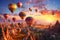 Colorful balloons, Cappadocia, beautiful view, sunrise