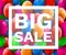 Colorful Balloons Discount Frame. SALE concept for shop market store advertisement commerce. Market discount, red balloon. Big