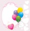 Colorful balloons with hearts. Valentines card