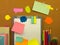 Colorful Balloons and Notes (Cork Board Background)