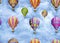 Colorful balloons in the sky. Seamless pattern