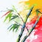 Colorful Bamboo Illustration In The Style Of Ed Sheeran: Contemporary Abstract Art