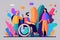 Colorful banner of disability and inclusion. Accessibility. Flat design minimalist concept.